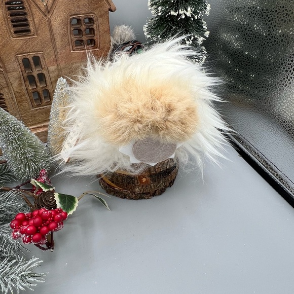 Gnome Wood Tomte Sheepskin Wool Rabbit Fur Figurine Mythical Folklore Nordic - Picture 6 of 6